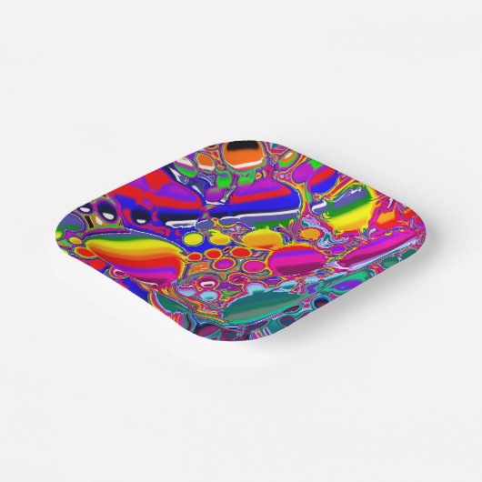 Abstracte kunst voor regenboogblast papieren bordje (Gebogen)