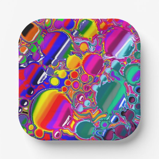 Abstracte kunst voor regenboogblast papieren bordje (Voorkant)