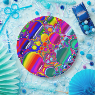 Abstracte kunst voor regenboogblast papieren bordje