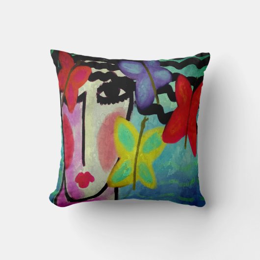 Abstracte kunst voor vrouwen en vlinders kussen (Voorkant)