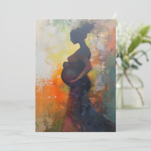 Abstracte kunst voor zwangere vrouwen aankondiging (Staand voorkant)