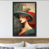 Abstracte Kunst Vrouw Met Hoed Poster