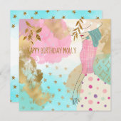 Abstracte Kunst Vrouwelijke Hoed Turkoois Roze Gel (Voorkant / Achterkant)