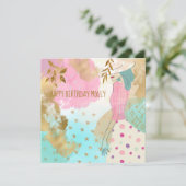 Abstracte Kunst Vrouwelijke Hoed Turkoois Roze Gel (Staand voorkant)