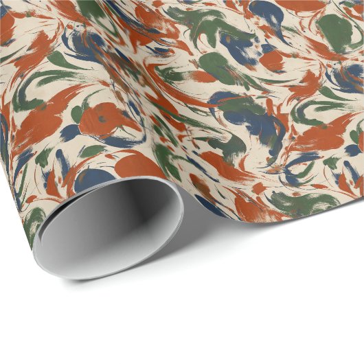 Abstracte Kunst Warm Herfst Kleur Paint Pattern Cadeaupapier (Rol Hoek)