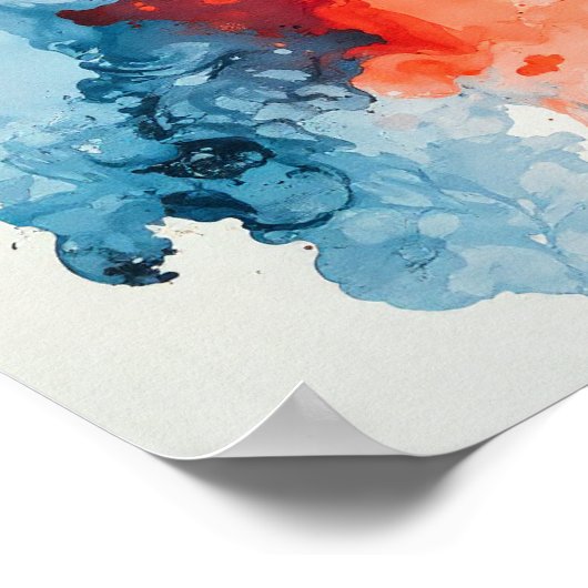 Abstracte kunst - Waterverf Brush Stroke Design 2 Poster (Hoek)