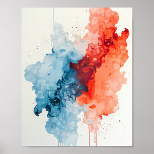 Abstracte kunst - Waterverf Brush Stroke Design 2 Poster