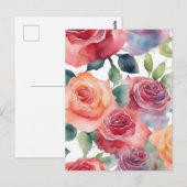 Abstracte Kunst - Waterverf Rozen Briefkaart (Voorkant / Achterkant)