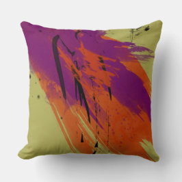 Abstracte Kunst Waterverven Sinaasappel Paarse Gro Kussen