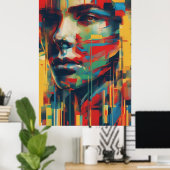 Abstracte Kunst Whimsical Lady of Art Digitaal Poster (Thuiskantoor)