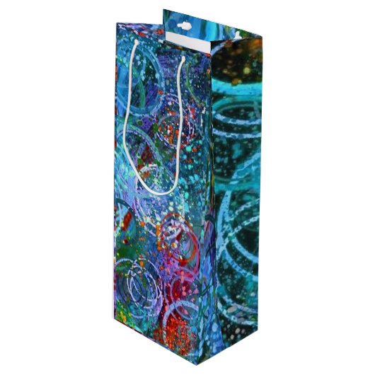 Abstracte kunst wijn cadeautas (Voorkant Gekanteld)