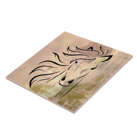 abstracte kunst Wild Horse Tegeltje (Zijkant)