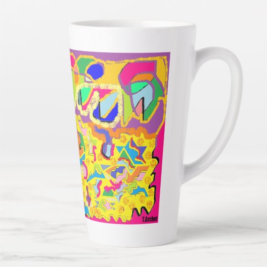 Abstracte kunst zoals Josephs Multi gekleurde jas! Latte Mok (Rechts)