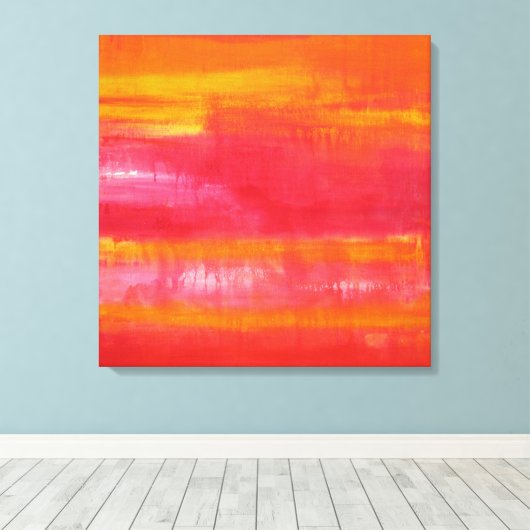 Abstracte Kunst "ZOMERDAG" Rood Geel Sinaasappel Canvas Afdruk (Insitu (Houten vloer))