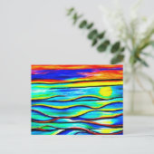 Abstracte kunst zon boven water Briefkaart (Staand voorkant)