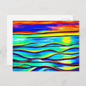 Abstracte kunst zon boven water Briefkaart (Voorkant / Achterkant)