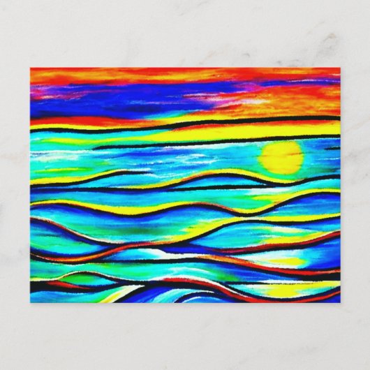 Abstracte kunst zon boven water Briefkaart (Voorkant)
