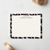 Abstracte kunst zwart gepersonaliseerd briefpapier notitiekaartje (Voorkant / Achterkant in situ)