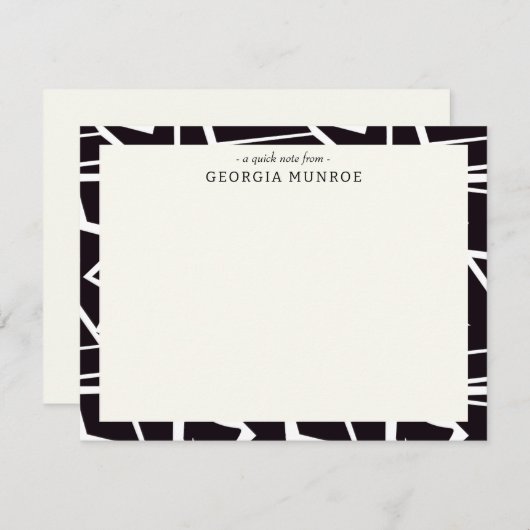 Abstracte kunst zwart gepersonaliseerd briefpapier notitiekaartje (Voorkant / Achterkant)