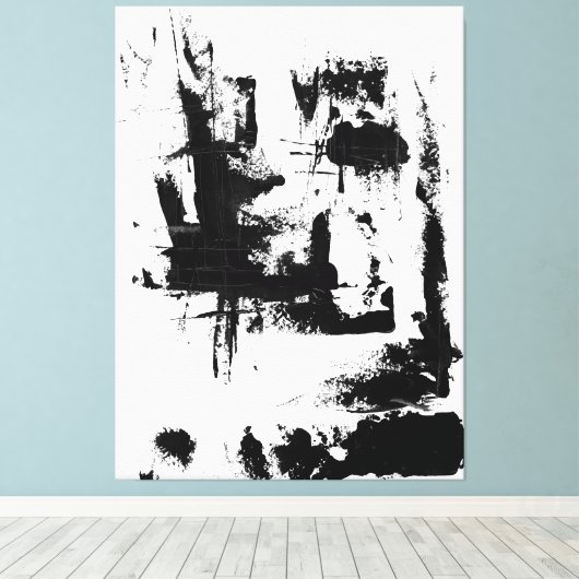 Abstracte Kunst, Zwart-wit Extra groot canvas (Insitu (Houten vloer))