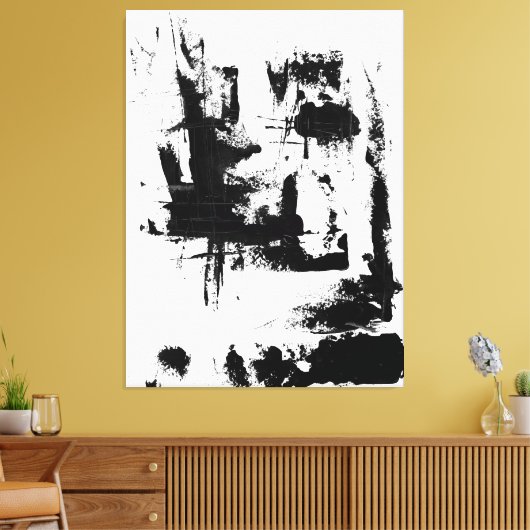 Abstracte Kunst, Zwart-wit Extra groot canvas (Insitu (Woonkamer))