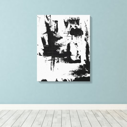 Abstracte Kunst, Zwart-wit Extra groot canvas Afdruk (Insitu (Houten vloer))
