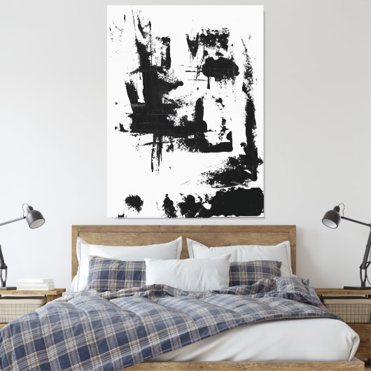 Abstracte Kunst, Zwart-wit Extra groot canvas Afdruk (Insitu (Slaapkamer))