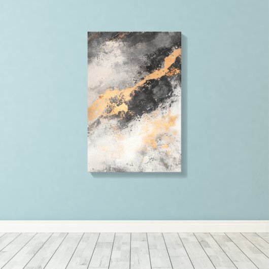 Abstracte kunst zwart-wit moderne woonkamer canvas afdruk (Insitu (Houten vloer))