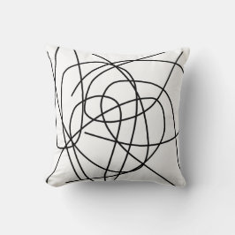 Abstracte Kunst Zwart Witte Tekening Lijnen Minima Kussen