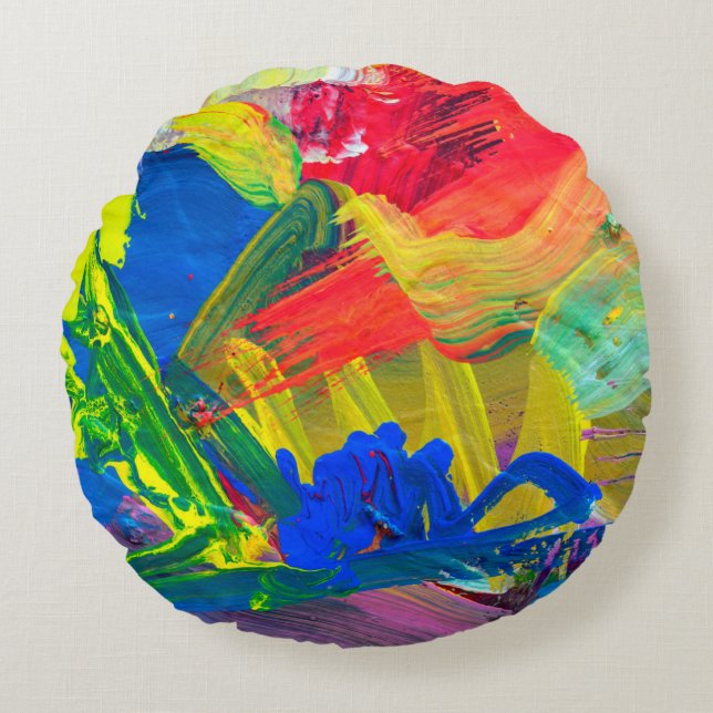 Abstracte kunstachtergrond. Met de hand geschilder Rond Kussen (Voorkant)