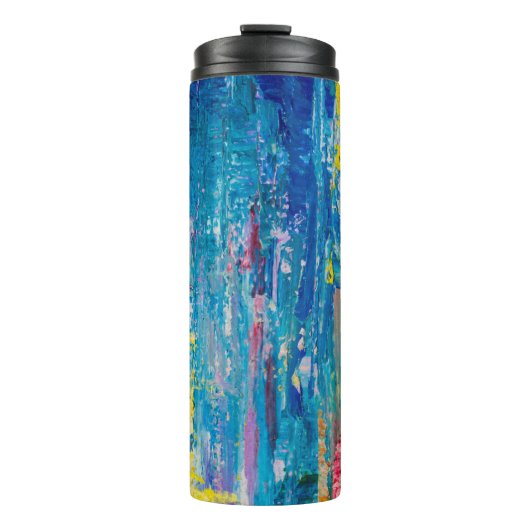 Abstracte kunstachtergrond. Olieverf op canvas. C Thermosbeker (Voorkant)