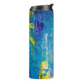 Abstracte kunstachtergrond. Olieverf op canvas. C Thermosbeker (Gedraaid links)