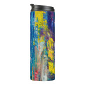 Abstracte kunstachtergrond. Olieverf op canvas. C Thermosbeker (Geroteerd rechts)