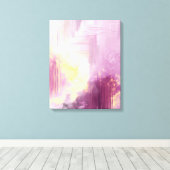 Abstracte kunstafdruk origineel paars geel schilde canvas afdruk (Insitu (Houten vloer))