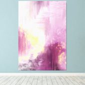 Abstracte kunstafdruk origineel paars geel schilde canvas afdruk (Insitu (Houten vloer))