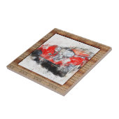 Abstracte kunstauto met houtaffecten tegeltje (Zijkant)