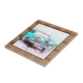 Abstracte kunstauto met houtaffecten tegeltje (Zijkant)