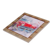 Abstracte kunstauto met houtaffecten tegeltje (Zijkant)