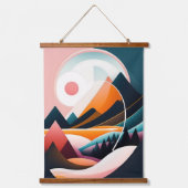 Abstracte kunstbergen uit het midden van de eeuw hangend wandkleed (Voorkant)