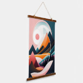 Abstracte kunstbergen uit het midden van de eeuw hangend wandkleed (Gebogen)