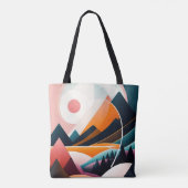 Abstracte kunstbergen uit het midden van de eeuw tote bag (Achterkant)