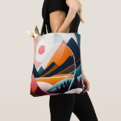 Abstracte kunstbergen uit het midden van de eeuw tote bag (Dichtbij)