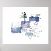 Abstracte kunstblauw en grijze mist poster (Voorkant)