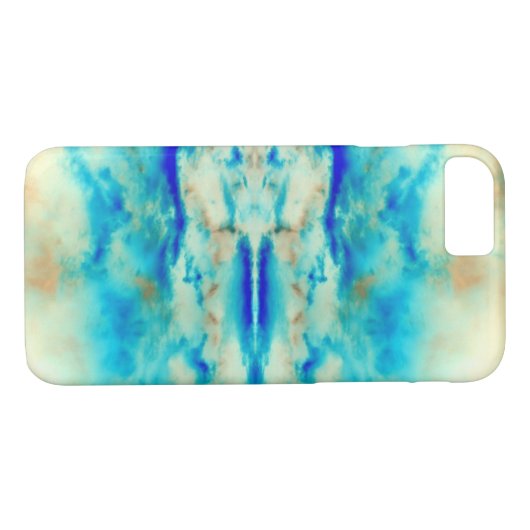 Abstracte kunstblauwe turquoise aqua crème iPhone  Case-Mate iPhone Case (Achterkant (Horizontaal))