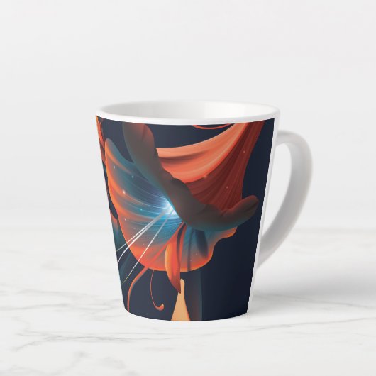 Abstracte kunstbloem latte mok (Rechterhoek)