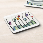 Abstracte kunstbloemen bier onderzetter (Linkerzijde)