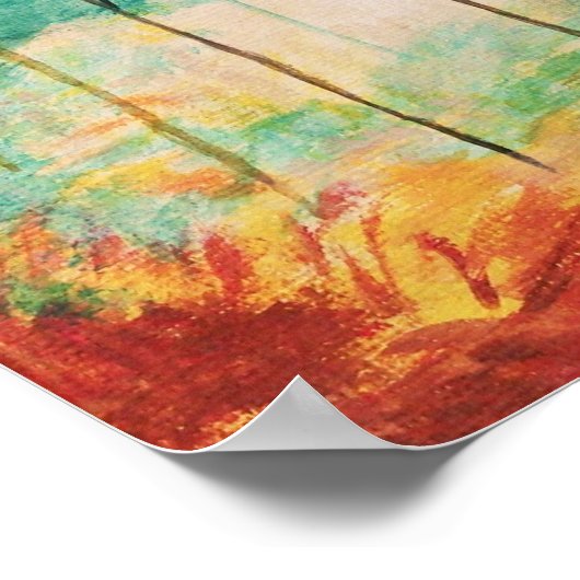 Abstracte kunstbomen die schilderen, Blauwgroen, g Poster (Hoek)