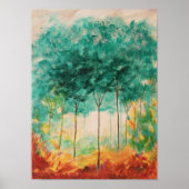 Abstracte kunstbomen die schilderen, Blauwgroen, g Poster (Voorkant)