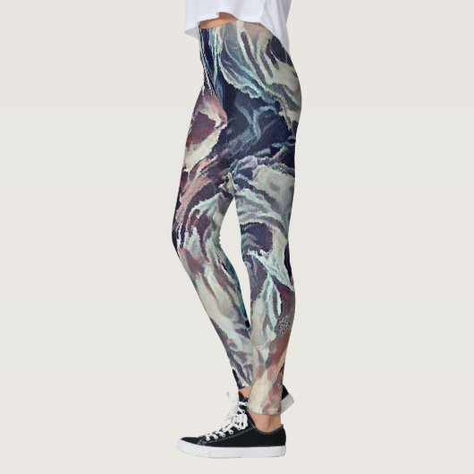 Abstracte kunstborstel gestructureerde rozen afdru leggings (Links)