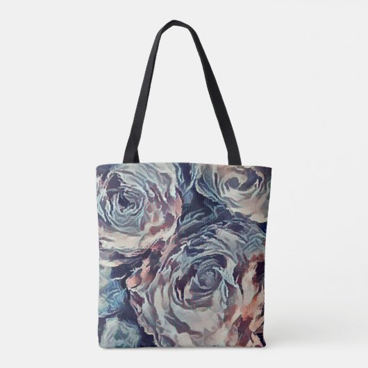 Abstracte kunstborstel gestructureerde rozen afdru tote bag (Achterkant)